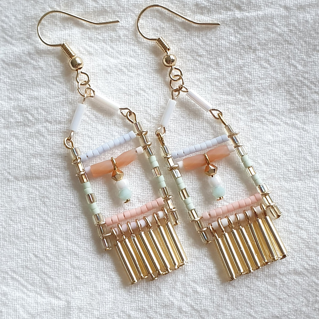 Pastel Beads Dangling Earrings